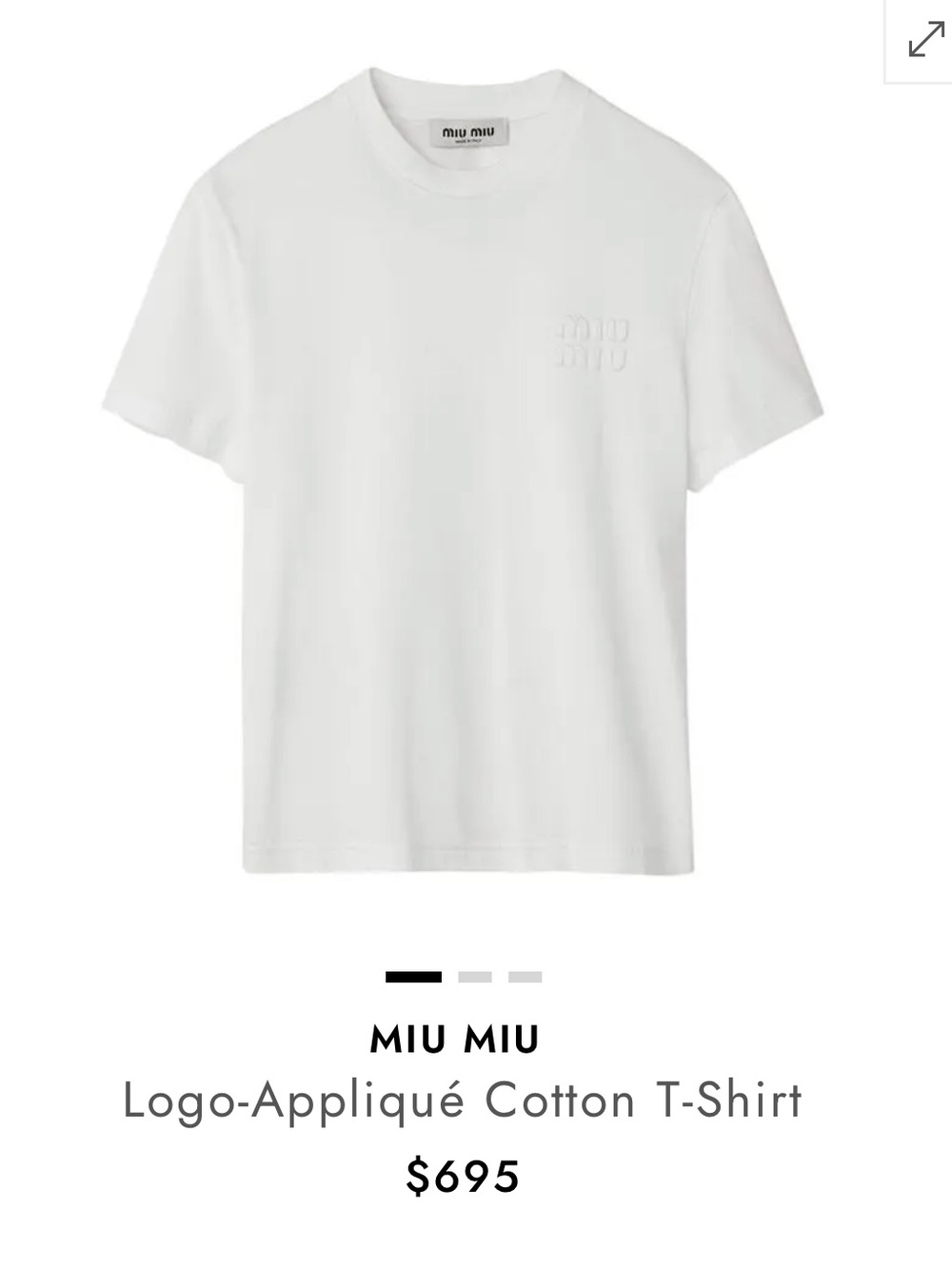 Miu Miu White Logo-Appliqué Short Sleeve cotton Tee